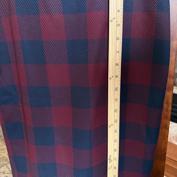 Ann Taylor Skirt,  Burgundy & Navy Plaid Pencil Skirt,  Size 2 Petite - Picture 3 of 8